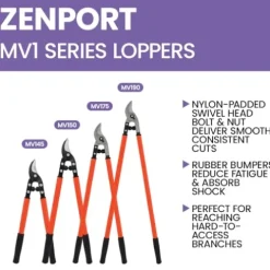 Zenport MV150 Professional Vine and Light Tree Lopper 1.25 Cut 24-Inch Box of 12 Orange