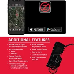 Zero Friction Wheel Pro Push Cart & Stand Bag Black