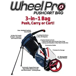 Zero Friction Wheel Pro Push Cart & Stand Bag Navy