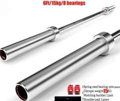 ZHLL 6-Foot /33LB Colored Olympic Bar for Weightlifting and Squatting Six-Foot Eight-Axis Silver