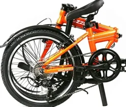 ZiZZO Via 20″ Folding Bike Lightweight Aluminum Frame Shimano 7-Speed Metallic Orange